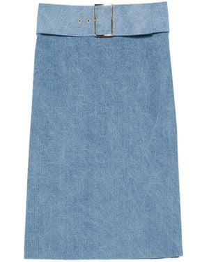 ROWEN ROSE Gonna Midi Denim Con Cintura - Blu