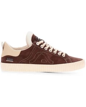 Springa Wavy Suede Logo-Patch Trainers - Brown