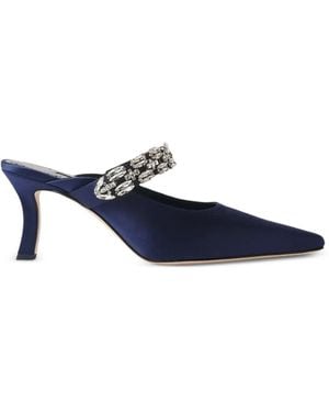 Manolo Blahnik Tamolmu Embellished Mules - Blue