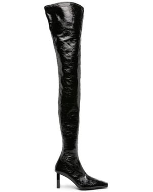 Courreges 85Mm High-Shine Thigh-Length Boots - Black