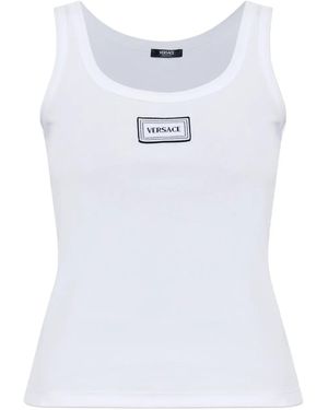 Versace Ribbed Sleeveless Top - White