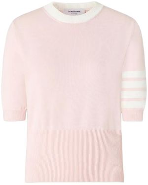 Thom Browne Hector Intarsia 4-Bar T-Shirt - Pink