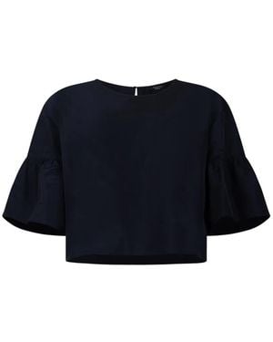 Weekend by Maxmara Bell-Sleeve Cropped Boxy Blouse - Blue
