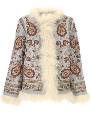 Antik Batik Embroidered Faux-Fur Trim Jacket - Natural