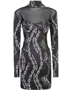 Versace Jeans Couture Chain Couture-Print Mini Dress - Black