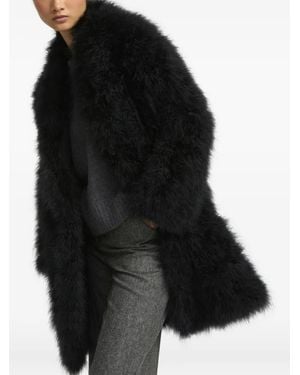 Yves Salomon Feather-detailing Coat - ブラック