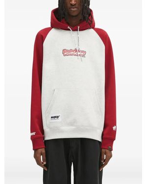 Aape By A Bathing Ape Raglan-Sleeve Graphic Hoodie - Red