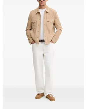 Trussardi Suede-Finish Button-Up Jacket - White