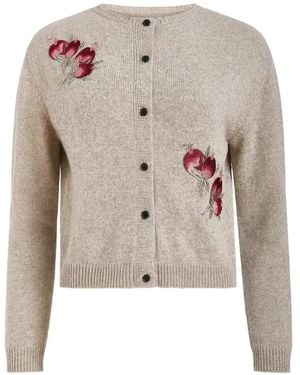 Markarian Theodora Pomegranate-Beaded Cardigan - White