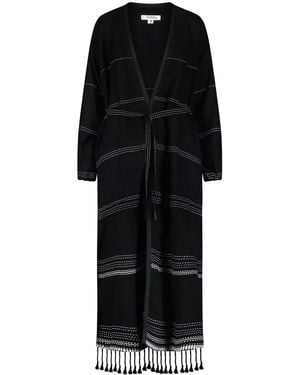 lemlem Leliti Fringed Beach Robe - Black