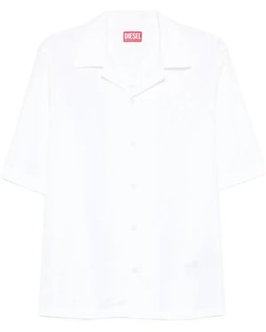 DIESEL Stretch Poplin Shirt With Oval D Embroidery - White