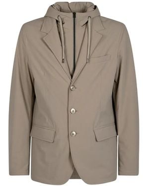Herno Blazer Con Capucha Y Botones - Gris
