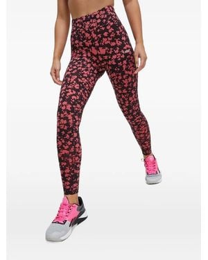 Casall Leggins Con Estampado Floral - Rojo