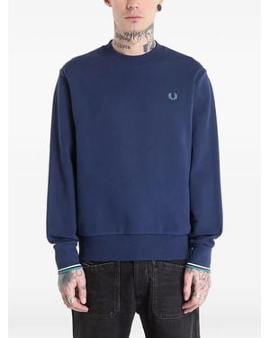 Fred Perry Crew-Neck Logo-Embroidered Sweatshirt - Blue