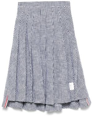 Thom Browne Mittellanger Tweed-Rock Mit Falten - Blau