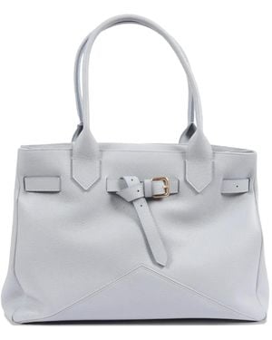 Ballantyne Kate Buckled Leather Tote Bag - White