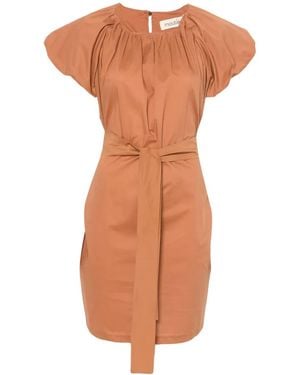 MOUTAKI Belted Puff-Sleeve Mini Dress - White