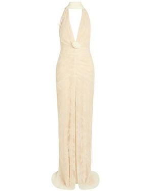 De La Vali Amora Lace Floral-Applique Maxi Dress - White