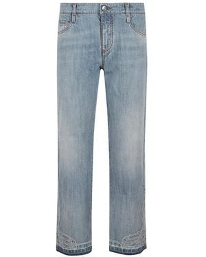 Ermanno Scervino Lace-Trim Straight-Leg Jeans - Blue