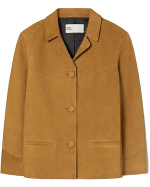 Tory Burch Single-Breasted Suede Blazer - Brown