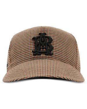 About Blank Monogram Houndstooth-Pattern Cap - Brown