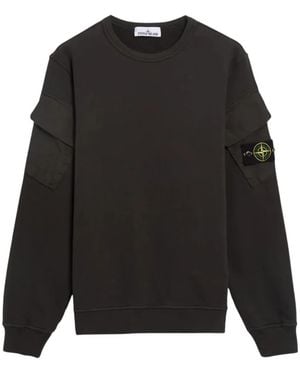 Stone Island Logo-Patch Cotton Sweatshirt - Black