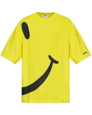 Moschino X Smiley Logo-Print T-Shirt - Yellow