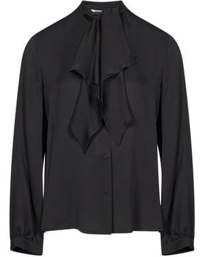 Max Mara Ruffled Silk Charmeuse Shirt - Black