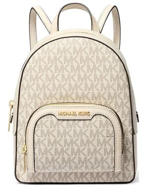 Michael Kors Extra Small Jaycee Monogram-Pattern Backpack - Natural
