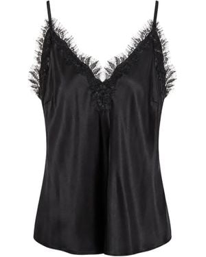 Gold Hawk Lace-Trim Camisole Top - Black