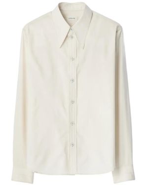 Lemaire Camisa De Seda Y Algodón Con Cuello De Pico - Blanco