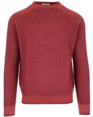 Al Duca d'Aosta Ribbed-Knit Raglan-Sleeve Jumper - Red