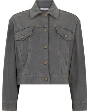 Peserico Cropped Denim Jacket - Grey