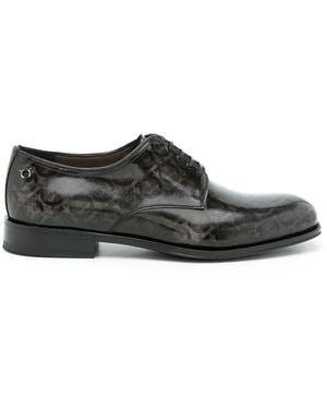 Ferragamo Pershore Gancini-Print Derby Shoes - Grey