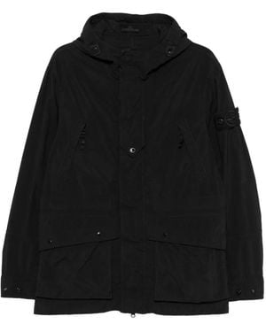 Stone Island Hooded Logo-Patch Parka - Black