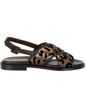 Luca Grossi Leopard-Print Crossover Sandals - White