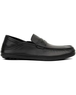 SERGIO MORETTI FIRENZE Penny-Slot Leather Loafers - Black