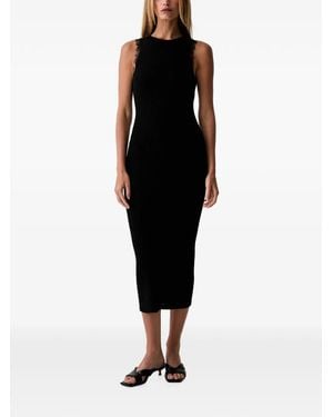 Twinset Midi Lace-Trim Ribbed-Knit Dress - Black