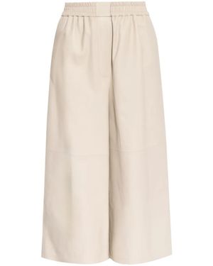 Loewe Cropped-Hose Aus Leder - Natur