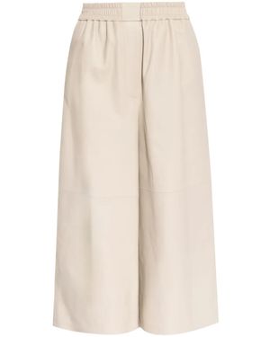 Loewe Cropped Leather Trousers - Natural