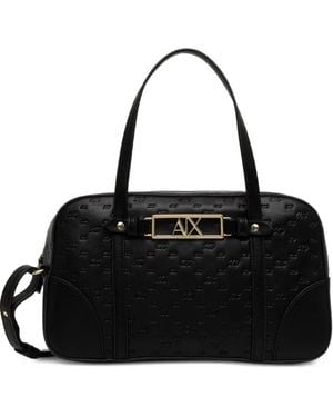 ARMANI EXCHANGE Bolso De Hombro Polly Mediano Con Logo En Relieve - Negro