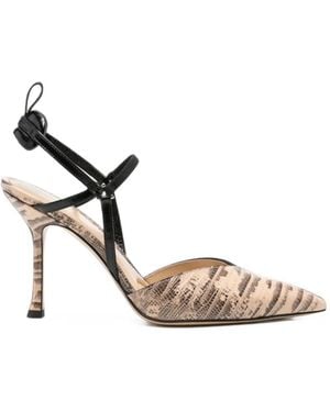 Fendi Very Colibrì Snake-Effect Slingback Court Shoes - White