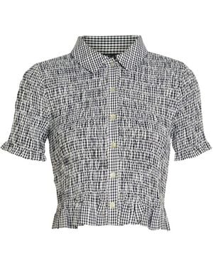 Rails Alton Shirred Cropped Shirt - Gray