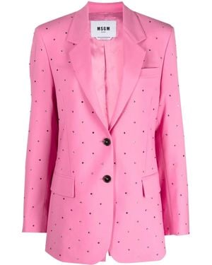 MSGM Crystal-Embellished Single-Breasted Blazer - Pink