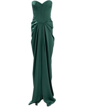 Ana Radu Long Satin Dress - Green