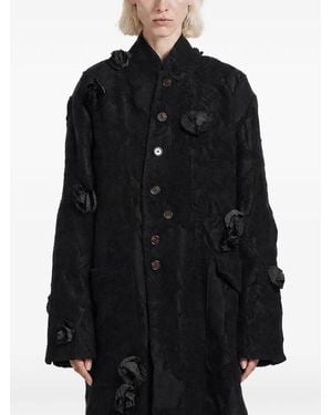 Aleksandr Manamïs Floral Roomy Jacquard Single-Breasted Coat - Black