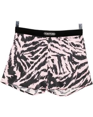 Tom Ford Tiger-Print Logo-Patch Boxers - White