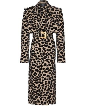 Balmain Mantel Mit Leoparden-Print - Schwarz
