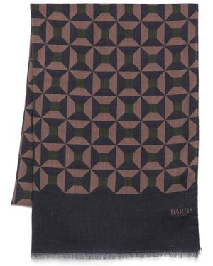 Barba Napoli Geometric-Print Scarf - Grey