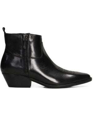 Julie Dee Leather Ankle Boots - Black